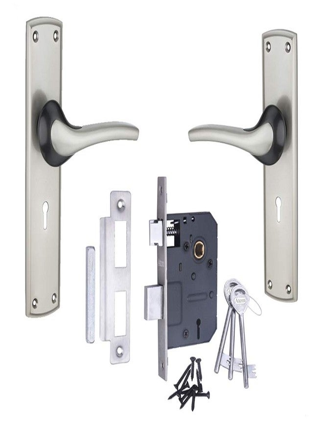Atom Heavy Duty Mortise Door Lock for Bedroom, Living Room, Main Door, Silver Satin Finish | 3 Keys | 6 Lever Double Stage Lockset for House Hotel Office(O41KY) - Image 1